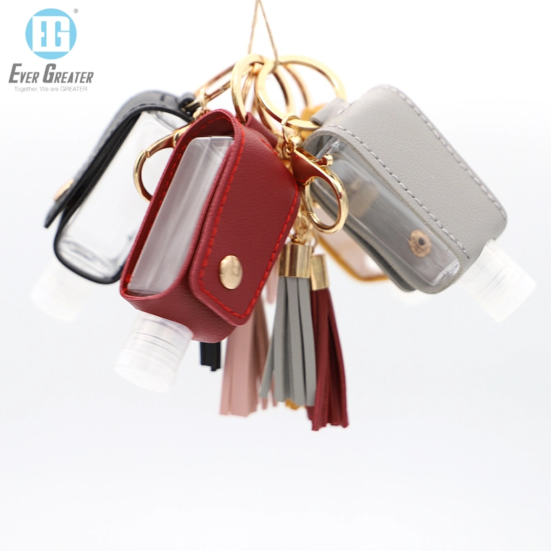 Custom High quality/High cost performance  Luxury Leather Hand Sanitizer Keychain