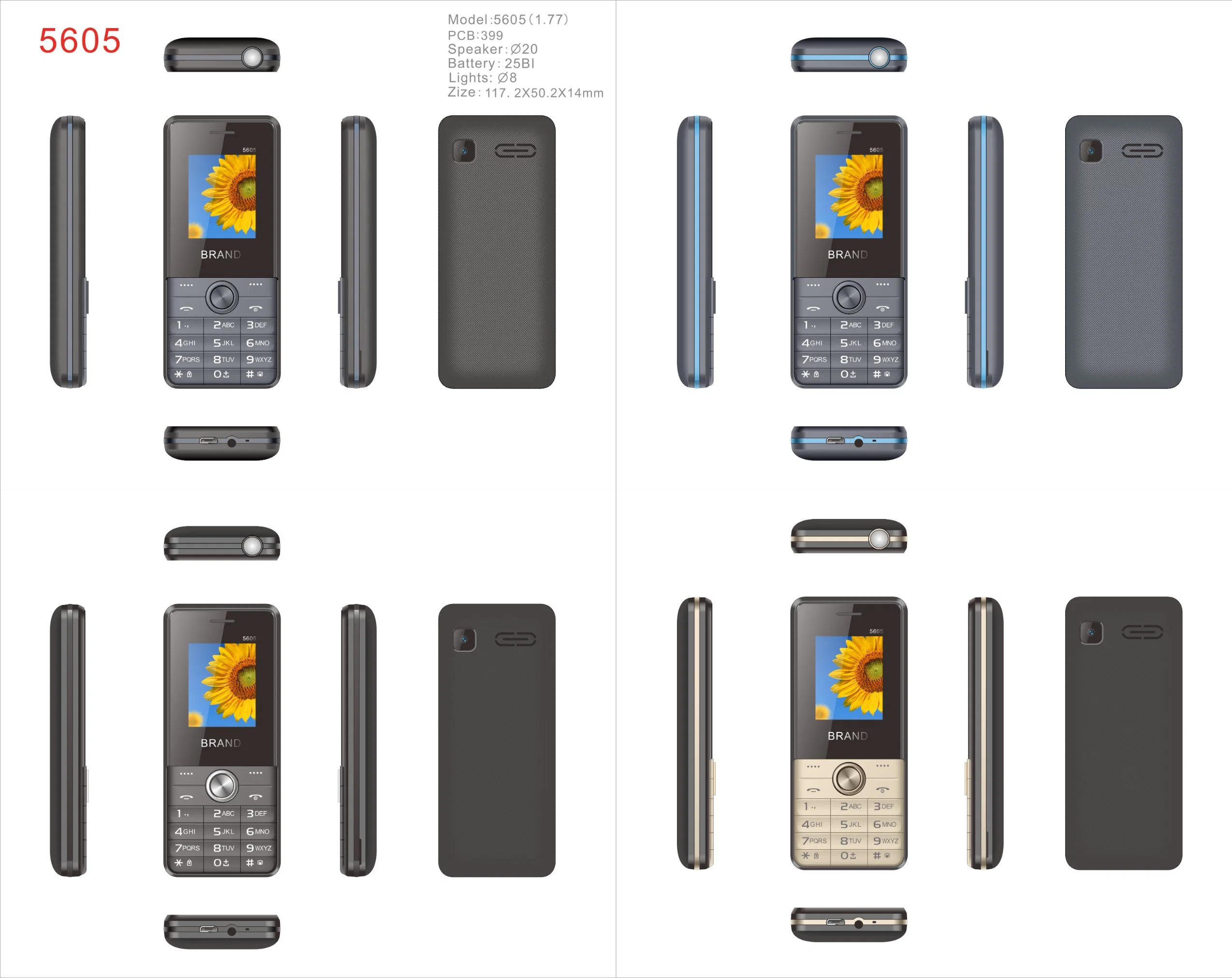 Color Optional 2g Bar Feature Phone with Flash Light and Large Battery Capacity Suitable for The Elderly People