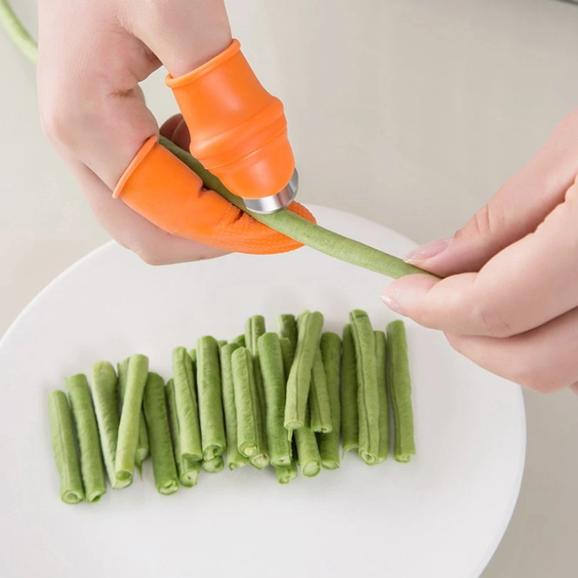 Fruto de la jardinería recogiendo verduras cuchillo dedo pulgar de silicio de la protección de la herramienta de recolección de la cuchilla de acero inoxidable
