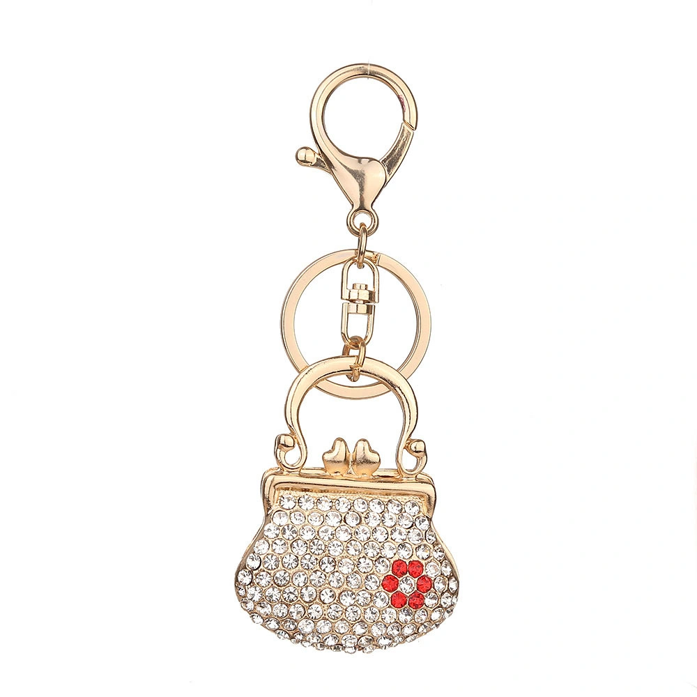 Filigree Pink Color Sparkling Cyrstal Keyring with Mini Crystals Princess Bag Charm Delicate Jewelry Handbag Purse Keychain