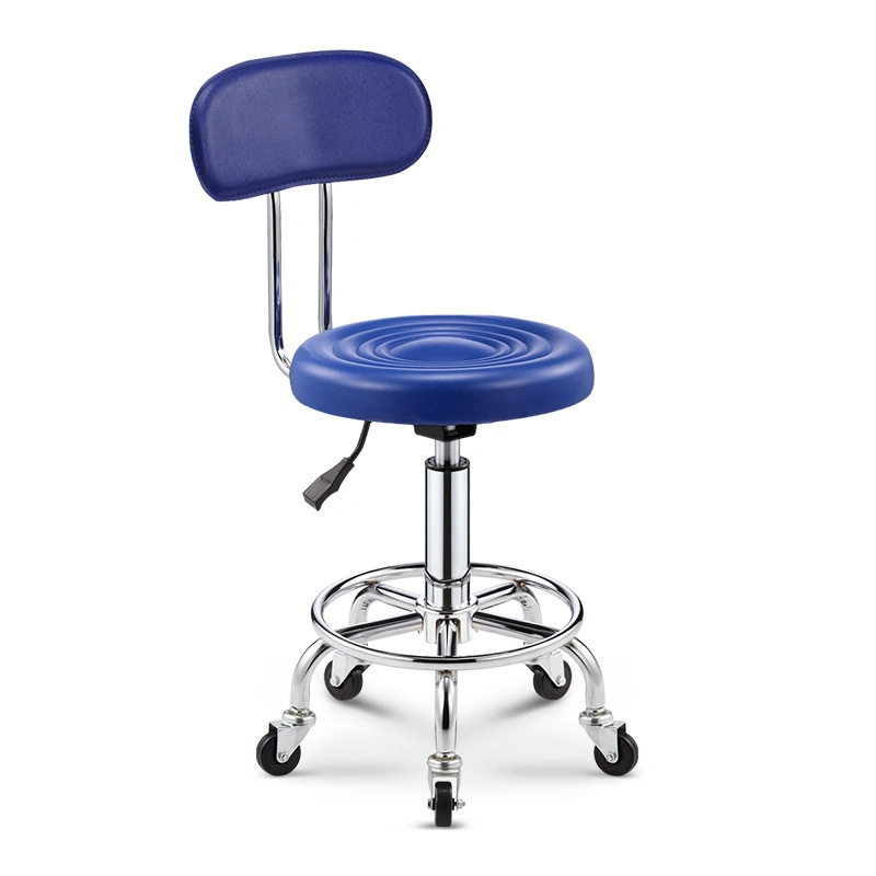Lab Furniture Low Price Simple Laboratory Chair Training Chair Iron Wheel Leather Chair