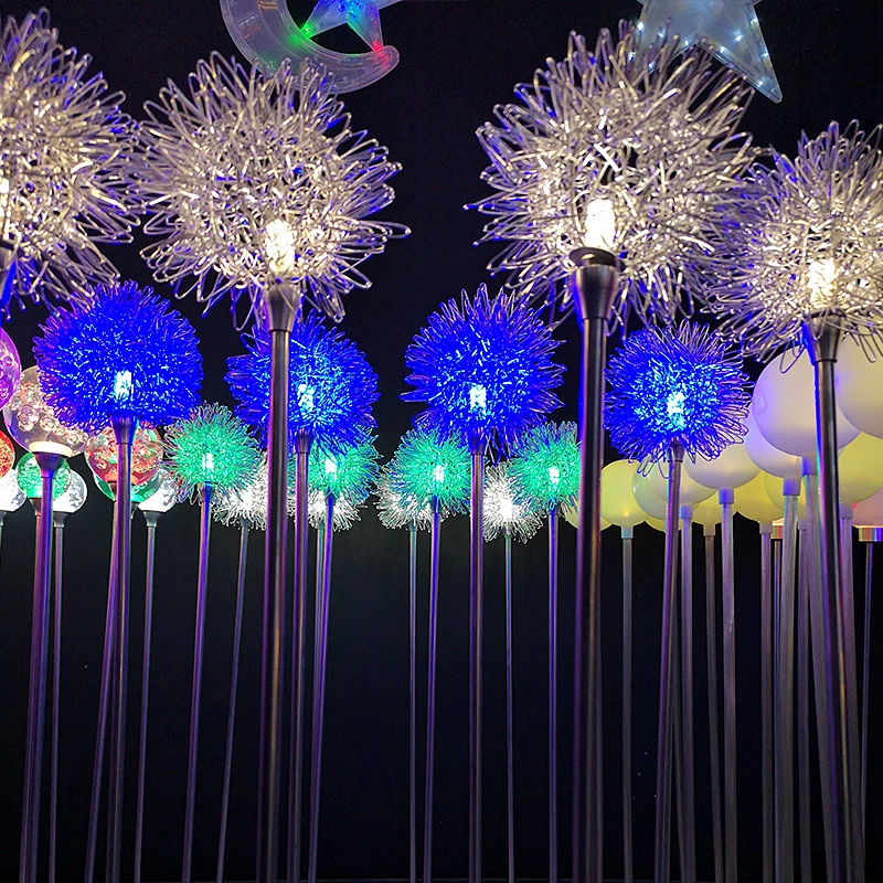 Venda por grosso de fabricantes de fio de alumínio Ball Dandelion lâmpada luminosa exterior Iluminação de jardim relvado do Projeto Plug Lâmpada Paisagem