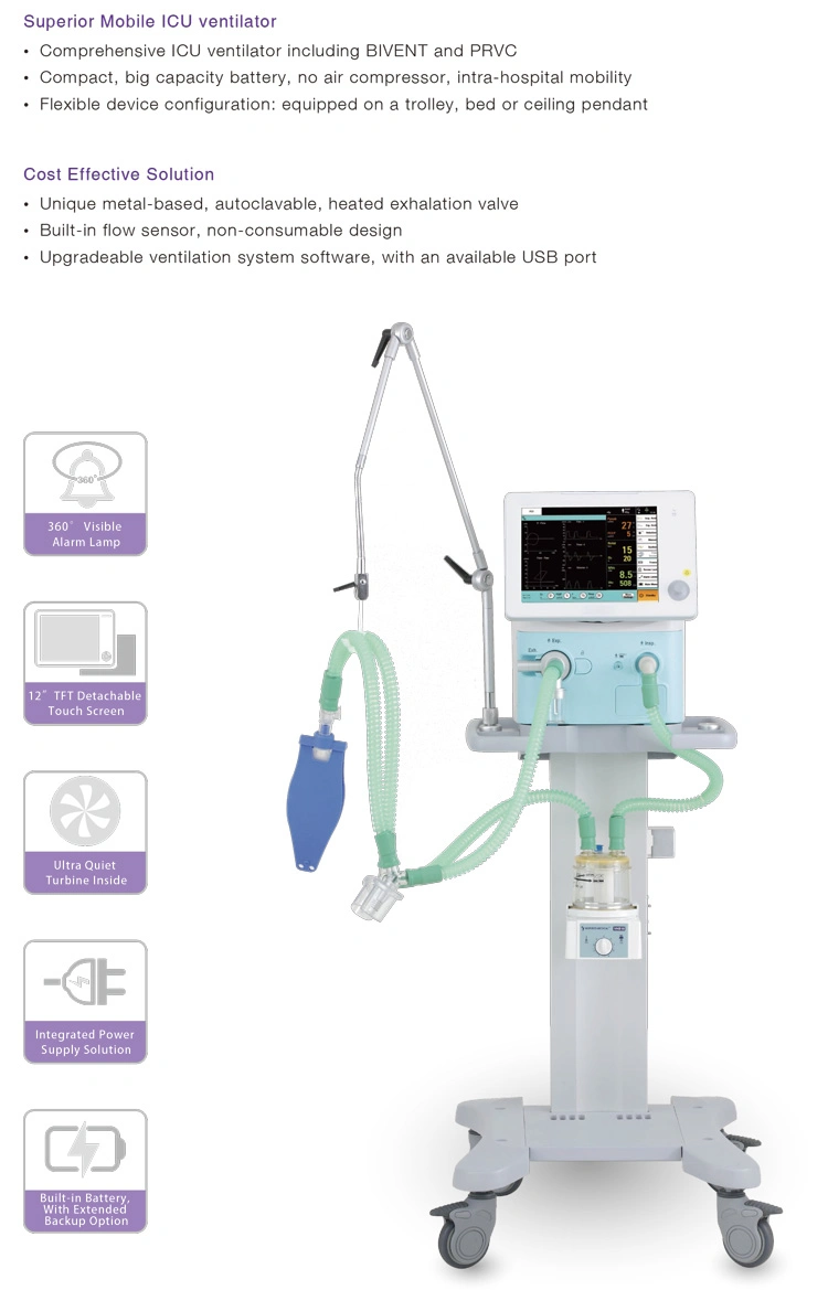 Ventilateurs médicaux Ventilateur Maya mon-E005D Les ventilateurs de la machine pour l'hôpital de l'ICU Ventilateurs portables