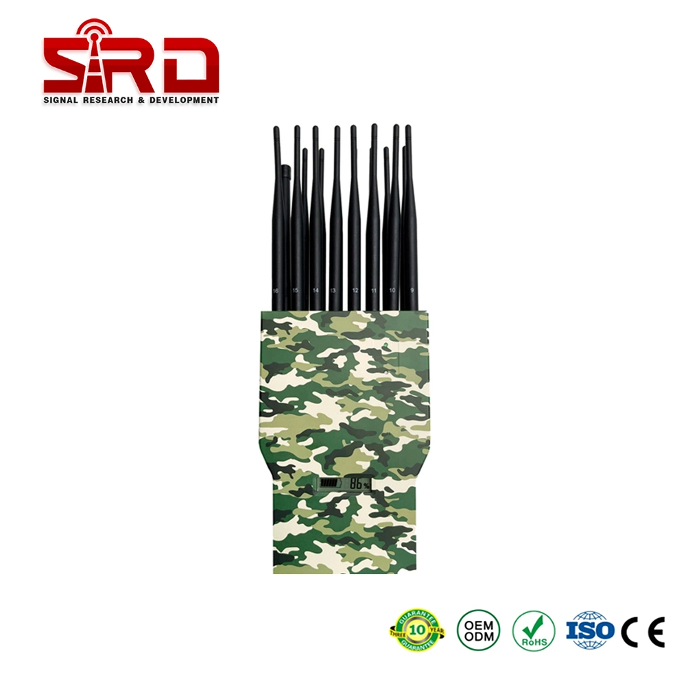 Tragbares 16-Band-HF-Signal 315 433MHz 2g 3G 4G 5G GPS 10-30m Handy Signal Jammer