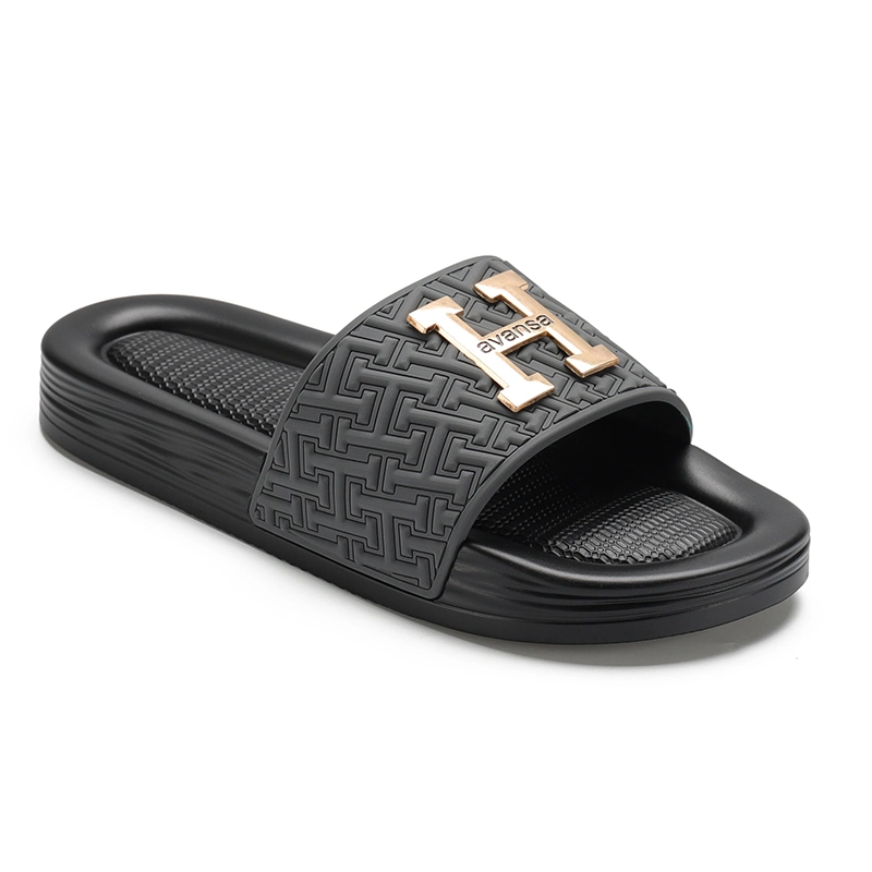 Henghao OEM Customized Metal Buckles Unisex Soft PU Unisex Slide Sandals Custom Slippers Manufacturers in China