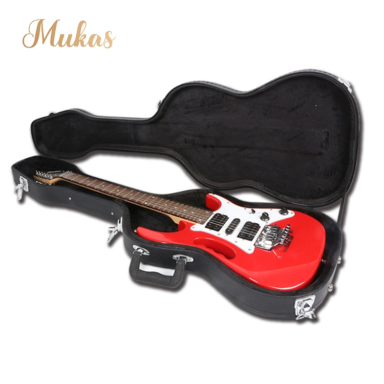 OEM Musikinstrument Bass Gitarre Tasche HandGehäuse mit Schlössern Portable Elektronische Gitarre Hartschalenkoffer aus PU-Leder aus Holz