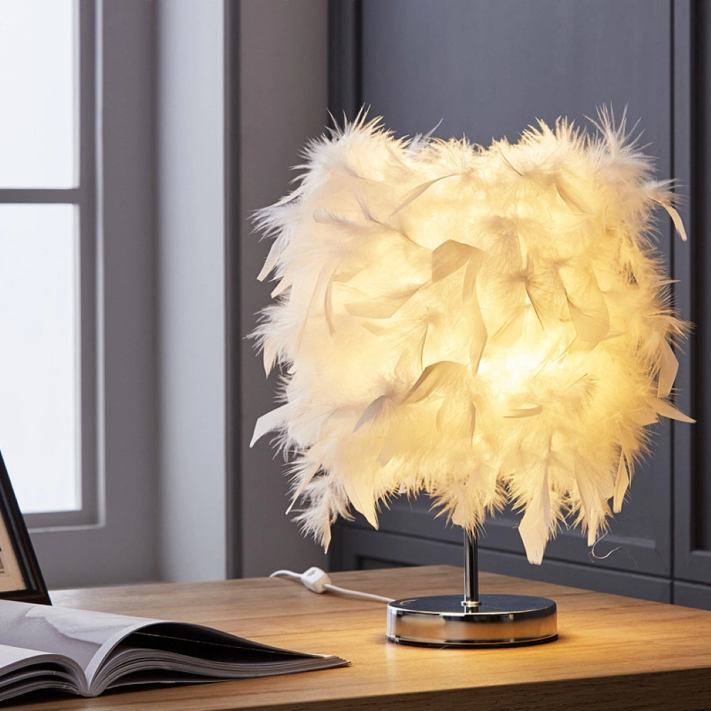 E27 Table de chevet lampe LED lampe de table de plumes romantique de plumes (WH-MTB-56)