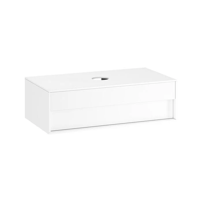 Vama 100cm Modern Folded Wooden Boards Glossy White Lacquer and Veneer in Oak Bathroom Furniture Set