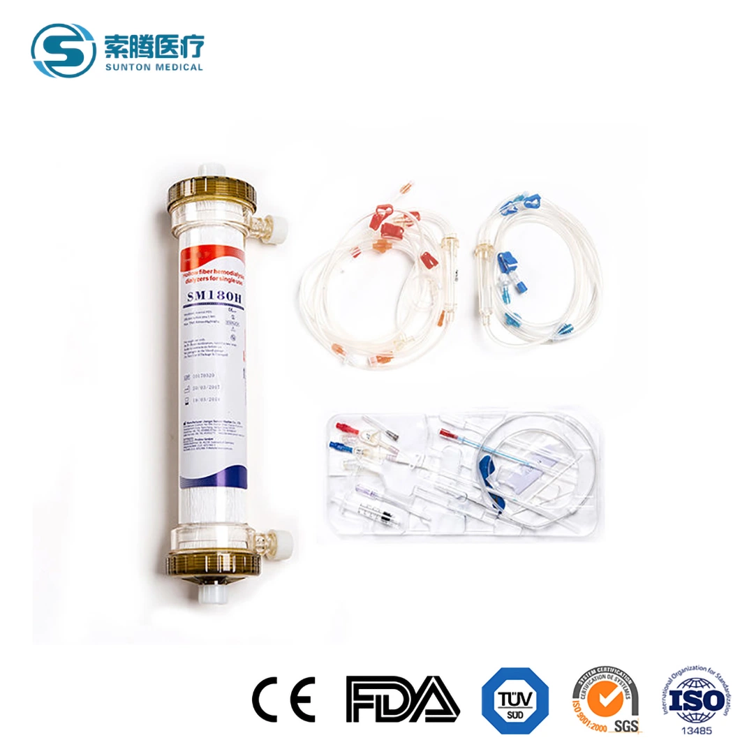 China Sunton 1.5/1.8/2 M2 1.5/1.8/2 M2 o tamaño personalizado Hemodialyzer dializador Mayorista/Proveedor de la fábrica de grado médico de diálisis de alto flujo de sangre dializador