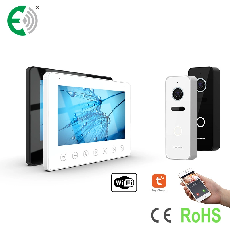 4-Wire HD 7 Inches Smart Intercom Video Doorphone Kit with Touch Buttons