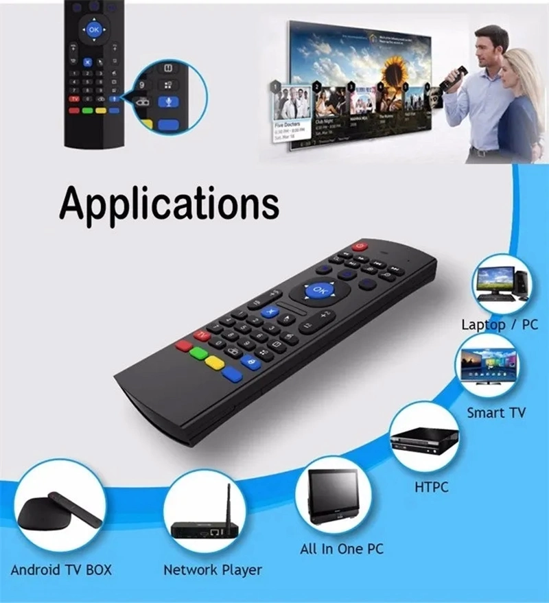 Backlit Air Mouse Smart Remote Control 2.4G RF Wireless Keyboard with Voice Microphone for Android TV Box