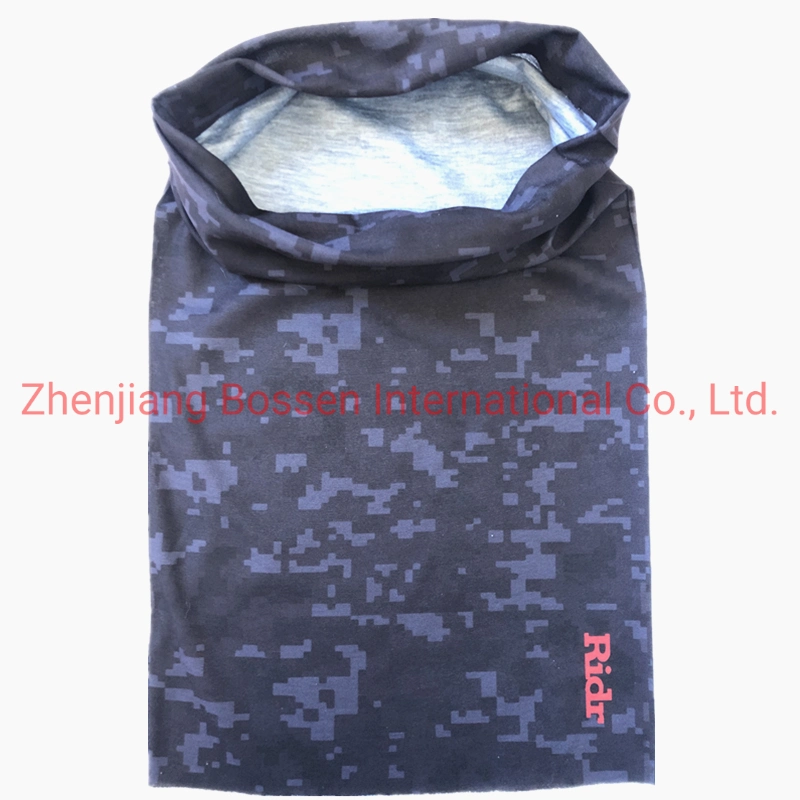 OEM Customized Logo Printed Polyester Grey Camo Camouflage Multi Purpose Tubular Face Scarf