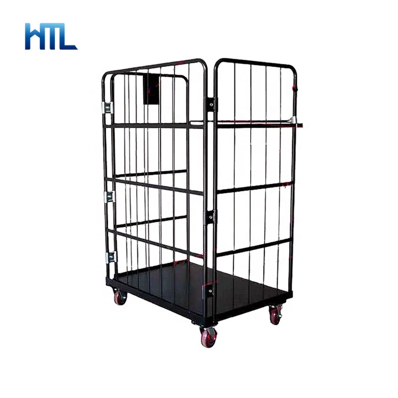 Powder Coating Nestable Collapsible Metal Storage Roller Cage for Logistics