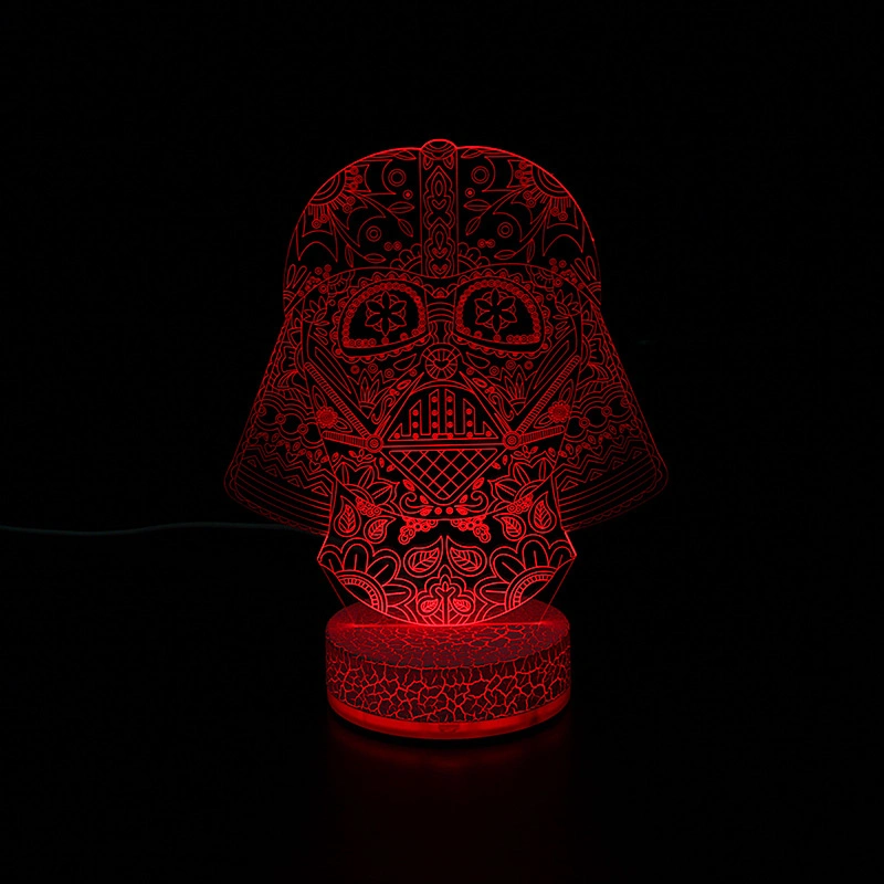 Bricolaje fotográfico personalizado en 3D Creative ilusión niños Anime Star Wars Guerrero Negro de la base de la Mesa de acrílico LED USB de escritorio de la luz de la noche de Navidad