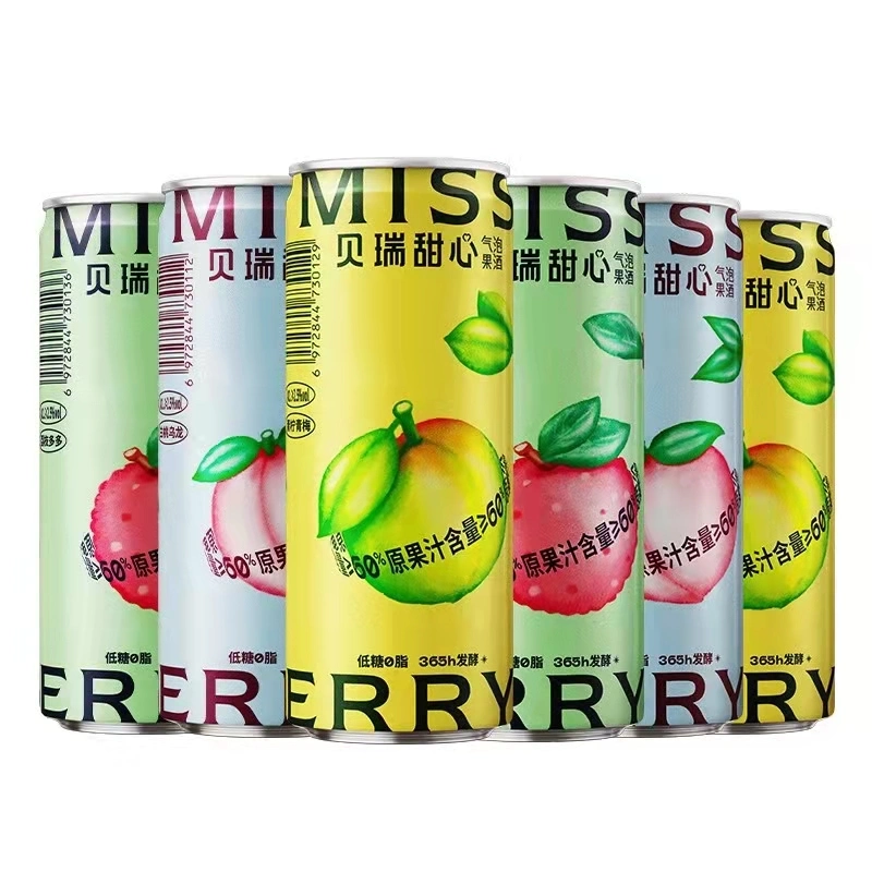 Miss Beery Apple vino Pasión sabor fruta 330ml lata elegante Jugo OEM 2,5%