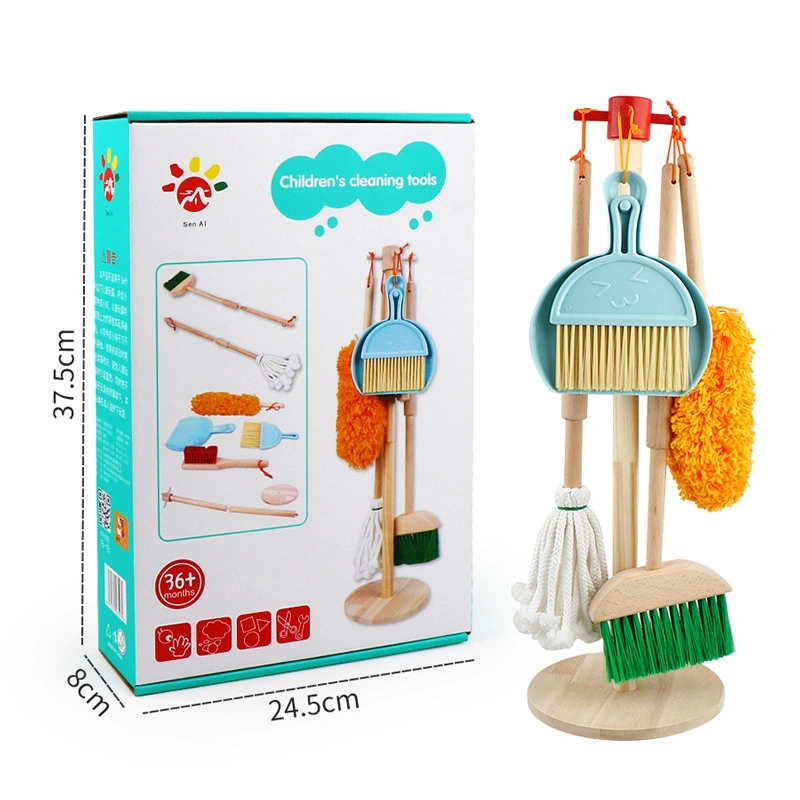 Wooden Detachable Kids Cleaning Toy Set Pretend Play Household Cleaning Tools Housekeeping Toys