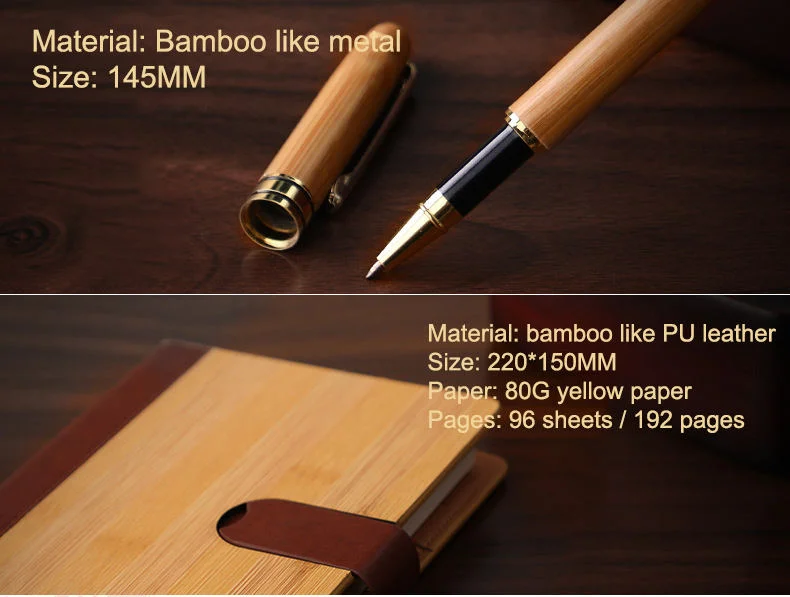 New Arrival High End Bamboo Like 5 in 1 Notebook Sets Promotional Employee Gift Set for Business Present