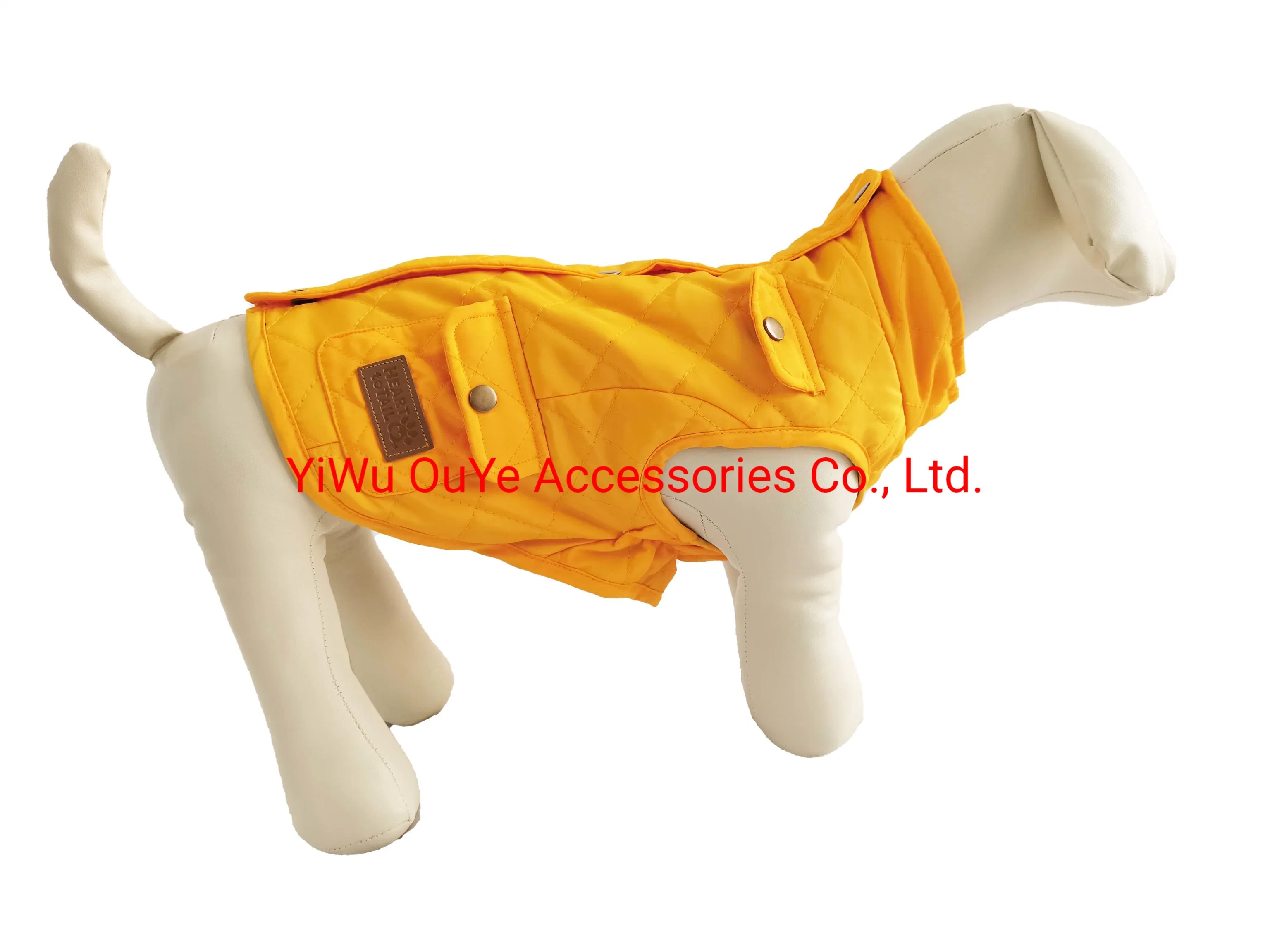 La moda de alta calidad Quilting-Seam Windproof Turtleneck Botón Zip bolsillo perro abrigo Chaqueta ropa Accesorios ropa para mascotas