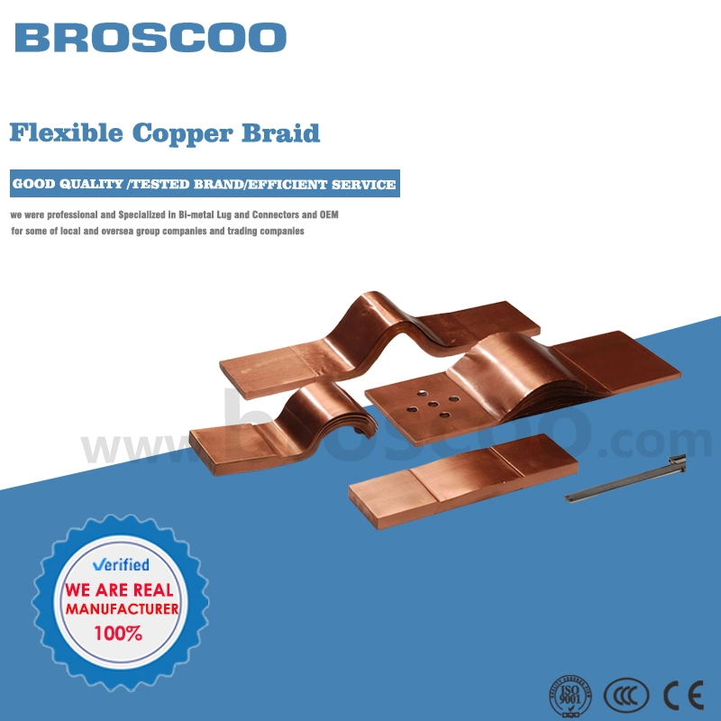 Braided Copper Grounding Strap, Flexible Electrical Copper Braided Connectors