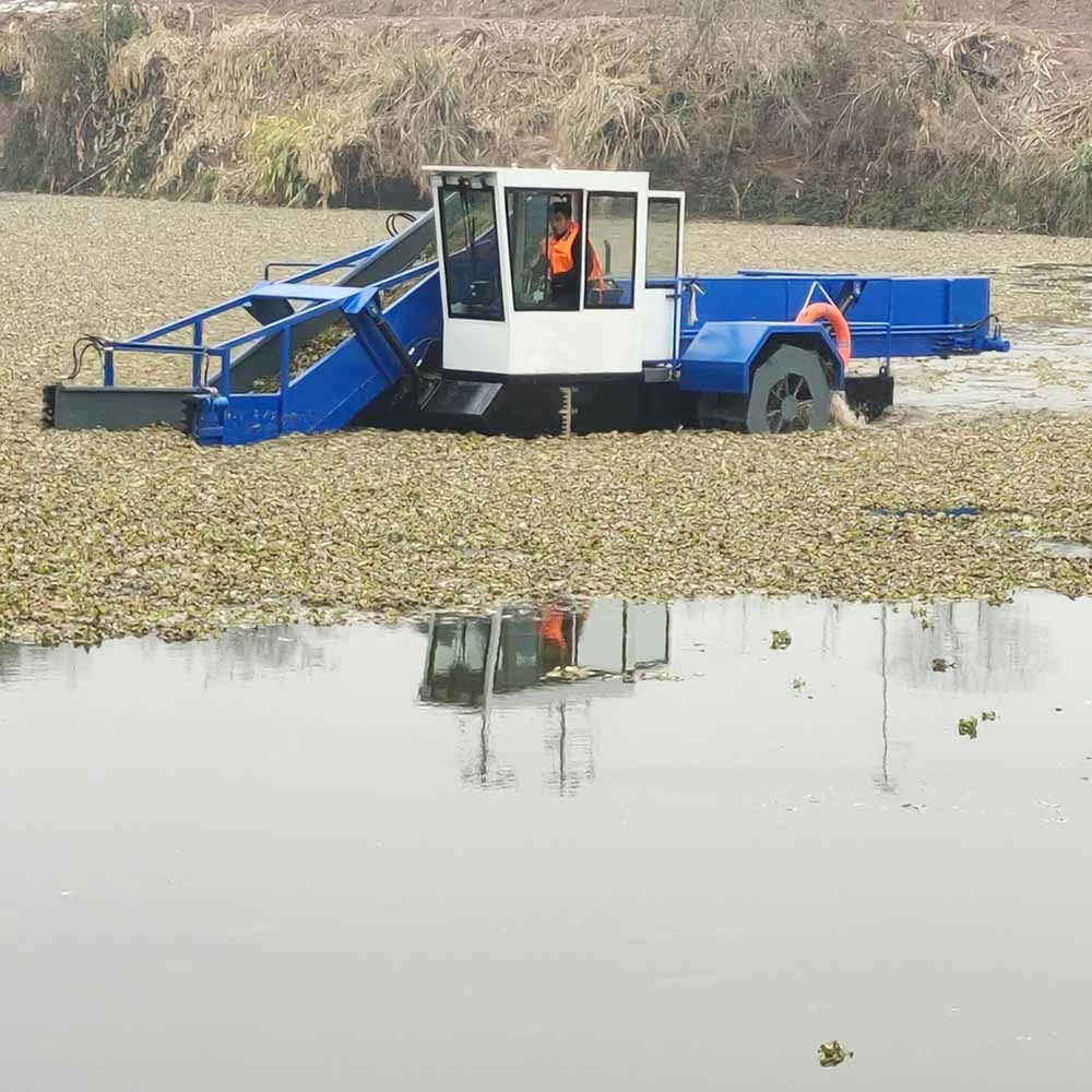 Voll Automatische Wasser Weed Schwimmende Abfälle Müll Skimmer Behälter Maschine Boot River Aquatic Weed Plant Harvester Maschine