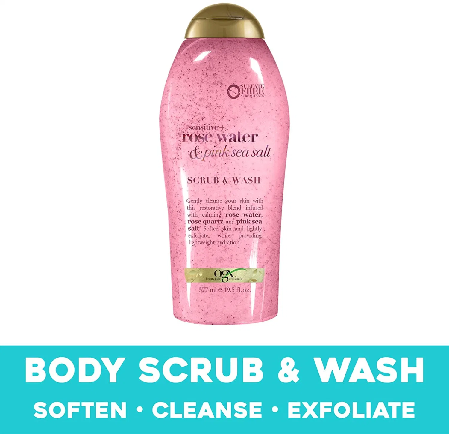 Exfoliación corporal Rosa de sal marina y agua de rosas OEM 20oz.