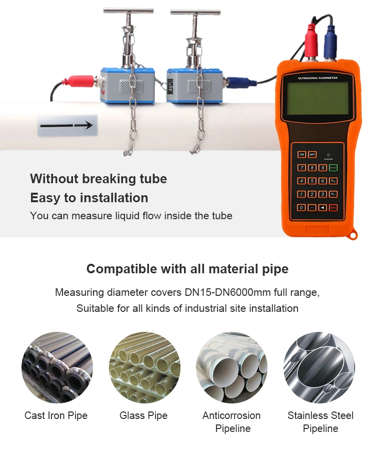 Handheld Ultrasonic Water Flowmeter Ultrasonic Sensor for Water Flow Meter