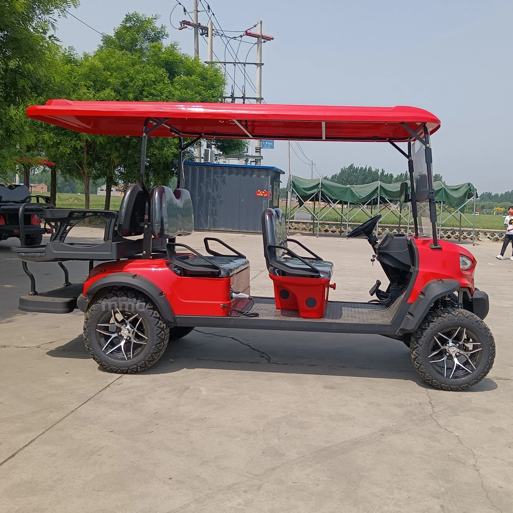 2023 New 48V/60/72V All Terrain Electric Hunting Buggy Red Golf Carts 6 Seat Motorized Golf Push Cart