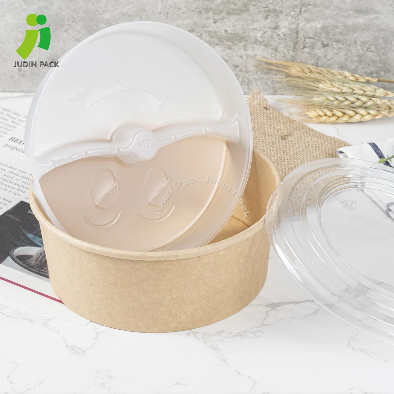 1100ml Disposable Oil Proof and Leak Proof Food Container Paper Salad Bowl