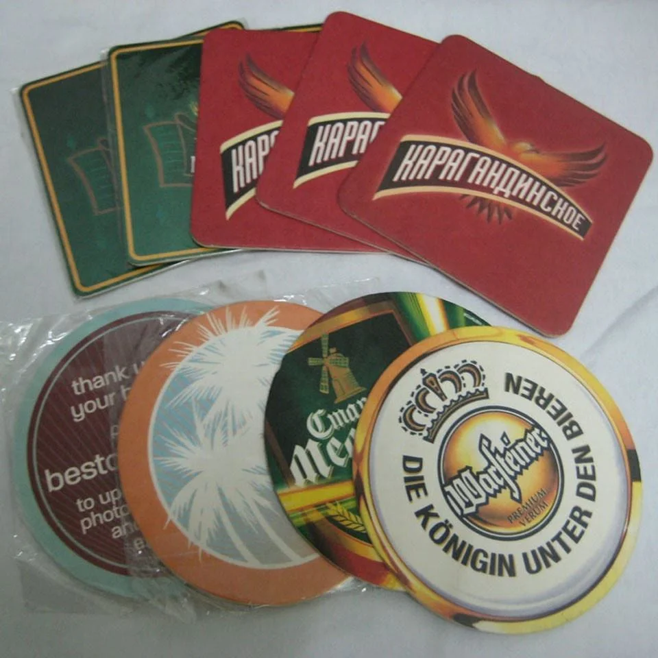 Promotional Gift Cardboard Coaster Paper Pulp Drink Coaster, Cheap Absorbent Paper Beer Coaster, Bar Table Beer Cup Mat