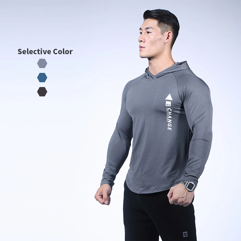 Men Sportswear Printing Hoodies Shirts Gym Clothing T-Shirt Quick Drying Breathable Shirts