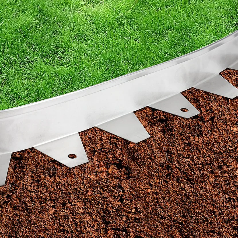 Inox Landscape Edging Border Lawn Edge Strip with Anchoring Stakes