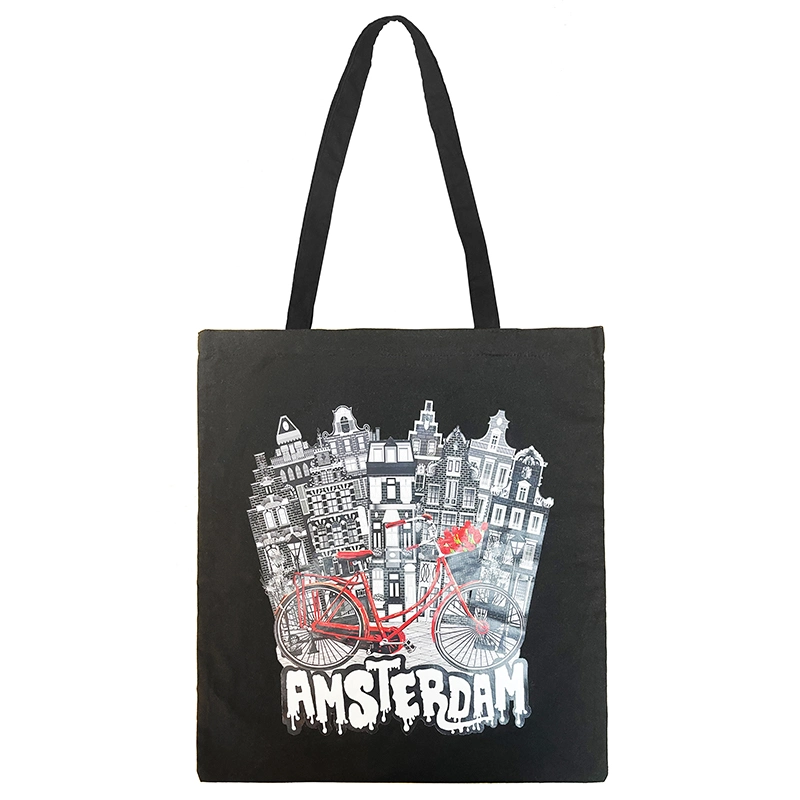 Custom Logo Printed Amsterdam Cities Eco Recycled Cotton Canvas Tote Bag