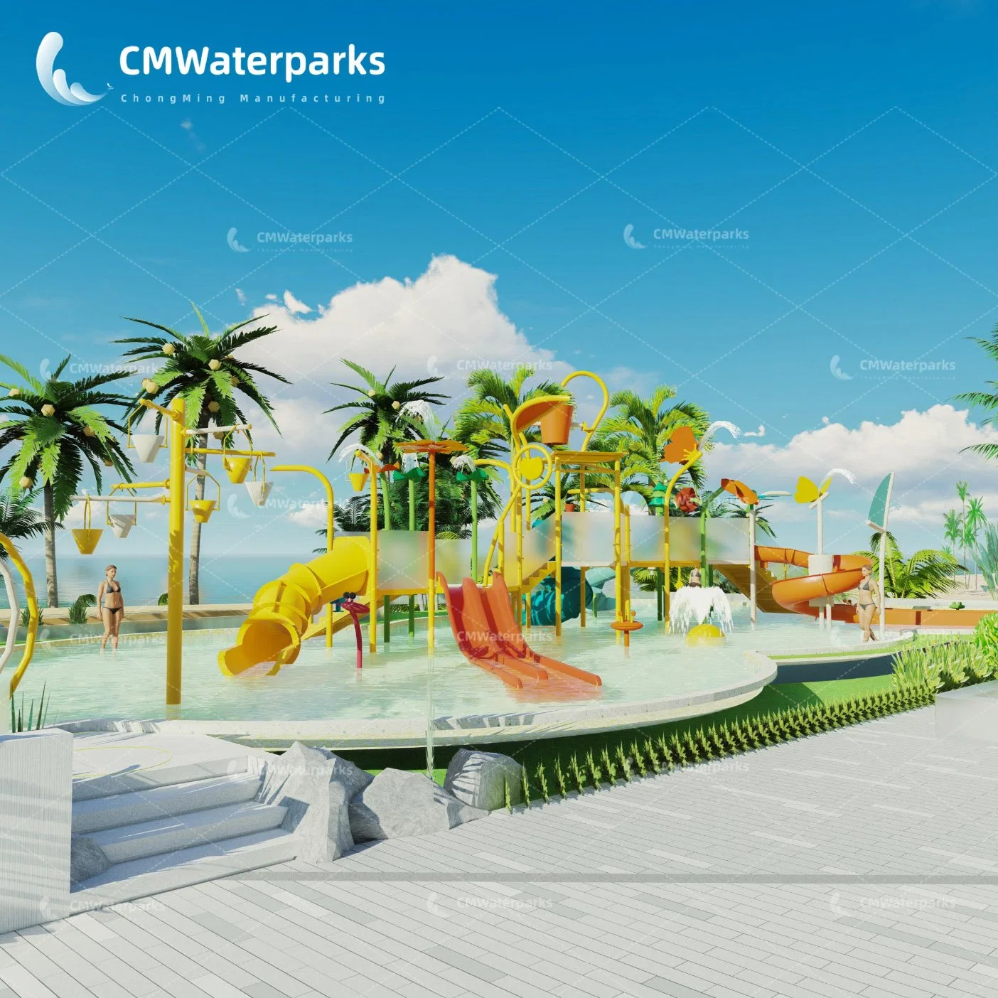 Design of Fiberglass Water Slide Water Play Equipment for Hotel