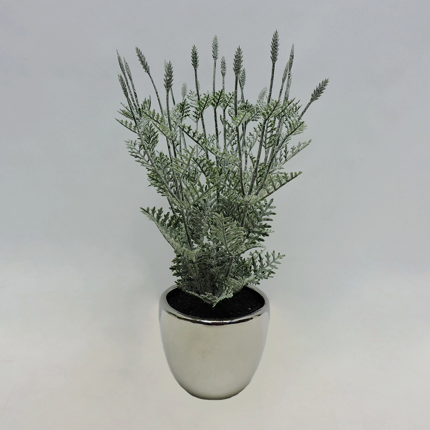 Winter Style Flocking Effect Fake Plant with Electroplated Ceramic Pot H32cm