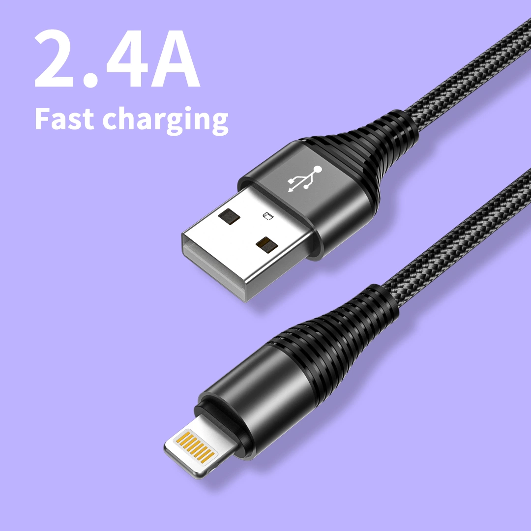 Nylon Braided Flex Line Data Cable Mobile Phone Charging USB Cable for Lightning Cable