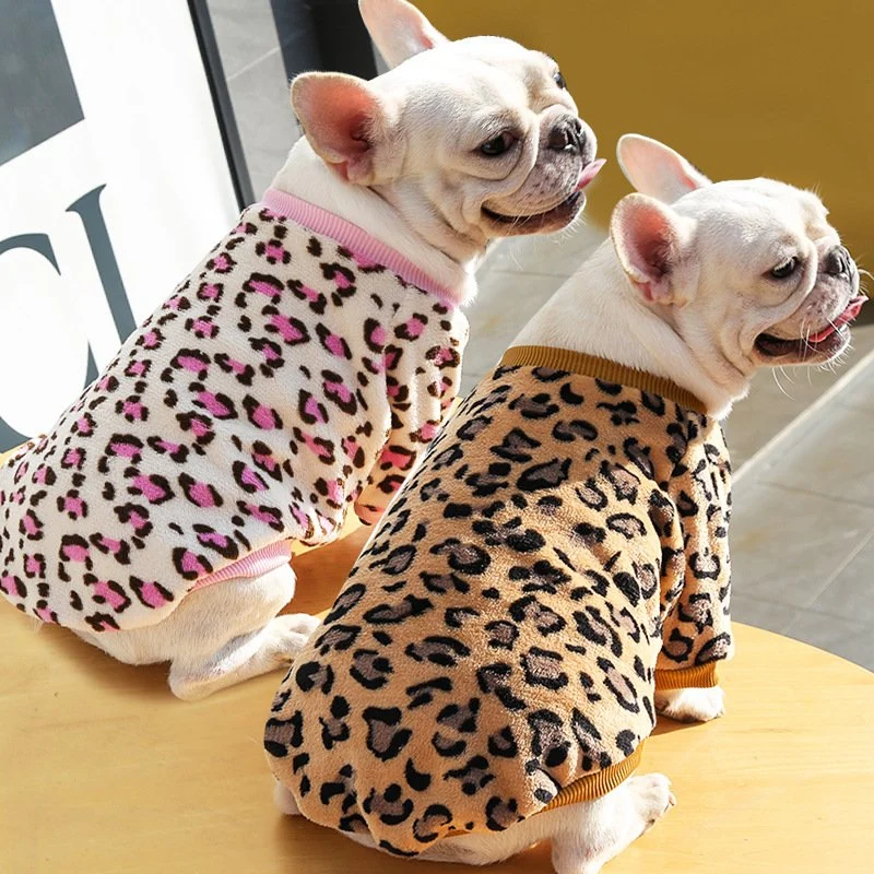 Quality Fashion Leoopard Soft Fleece Warm Dog Coat Pet Apparel