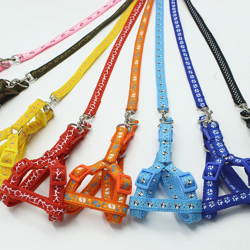 Dog Collar Harness Adjustable Pet Lead Leash Rope Nylon Traction Rope Dog Walking Neck Chain