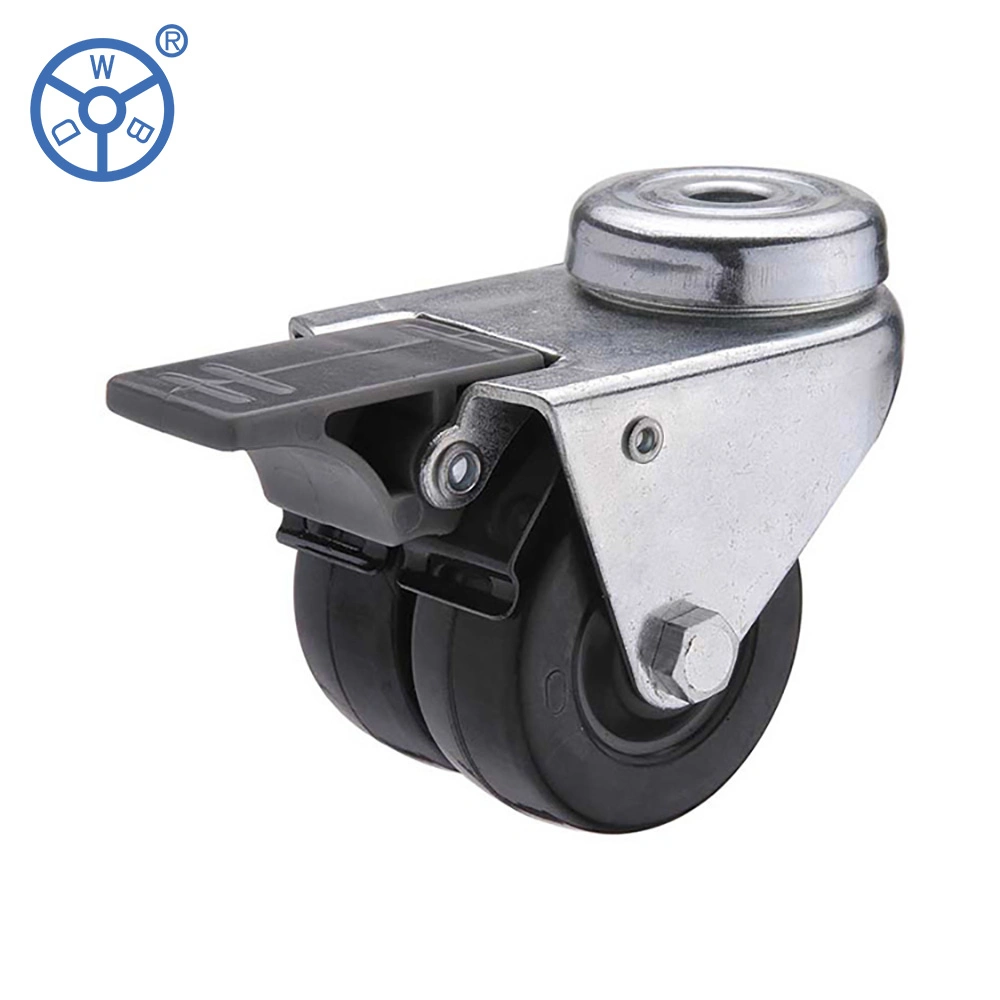 Light Duty Office Chair Desk Caster Wheel PP Material Industrial Caster Twin Double Wheel Brake Swivel