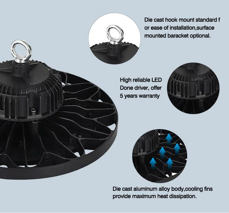 LED-Licht UFO Industrial 100W 150W 200watt Dob Beleuchtung für Lagerindustrie Shop Lampe High Bay Lights