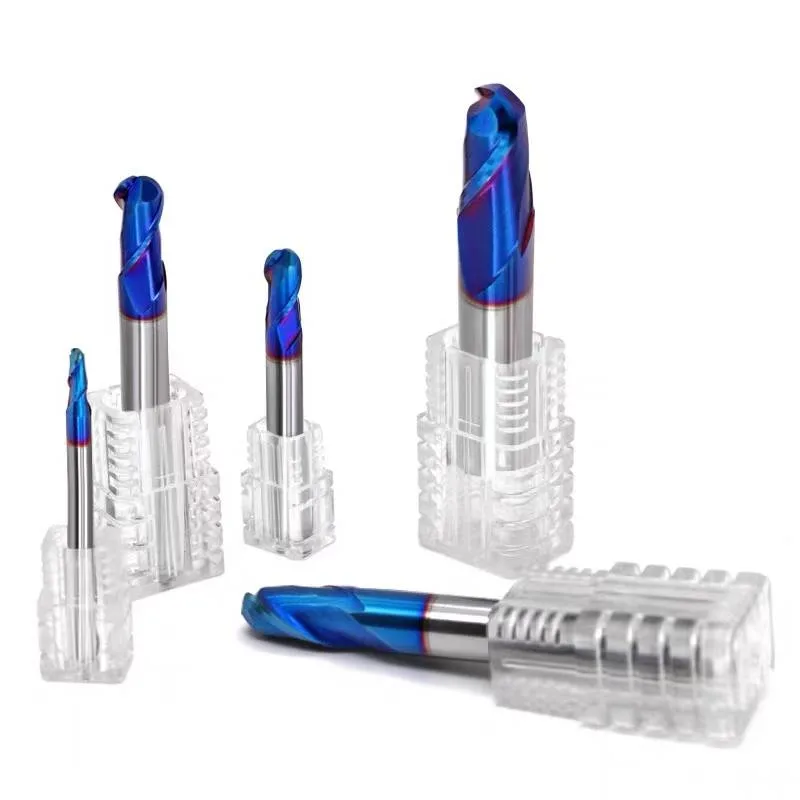 Wyk Factory Directement Fresas Metal Duro Ball Nose End Mill Blue Nano Ball Nose Milling Cutter Tungsten Carbide Endmills pour les machines CNC.