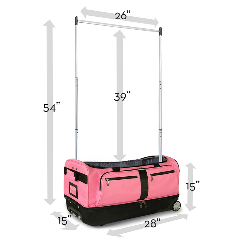 Collapsible Lightweight Drop-Bottom Travel Closet Trolley Dance Bag with Garment Rack