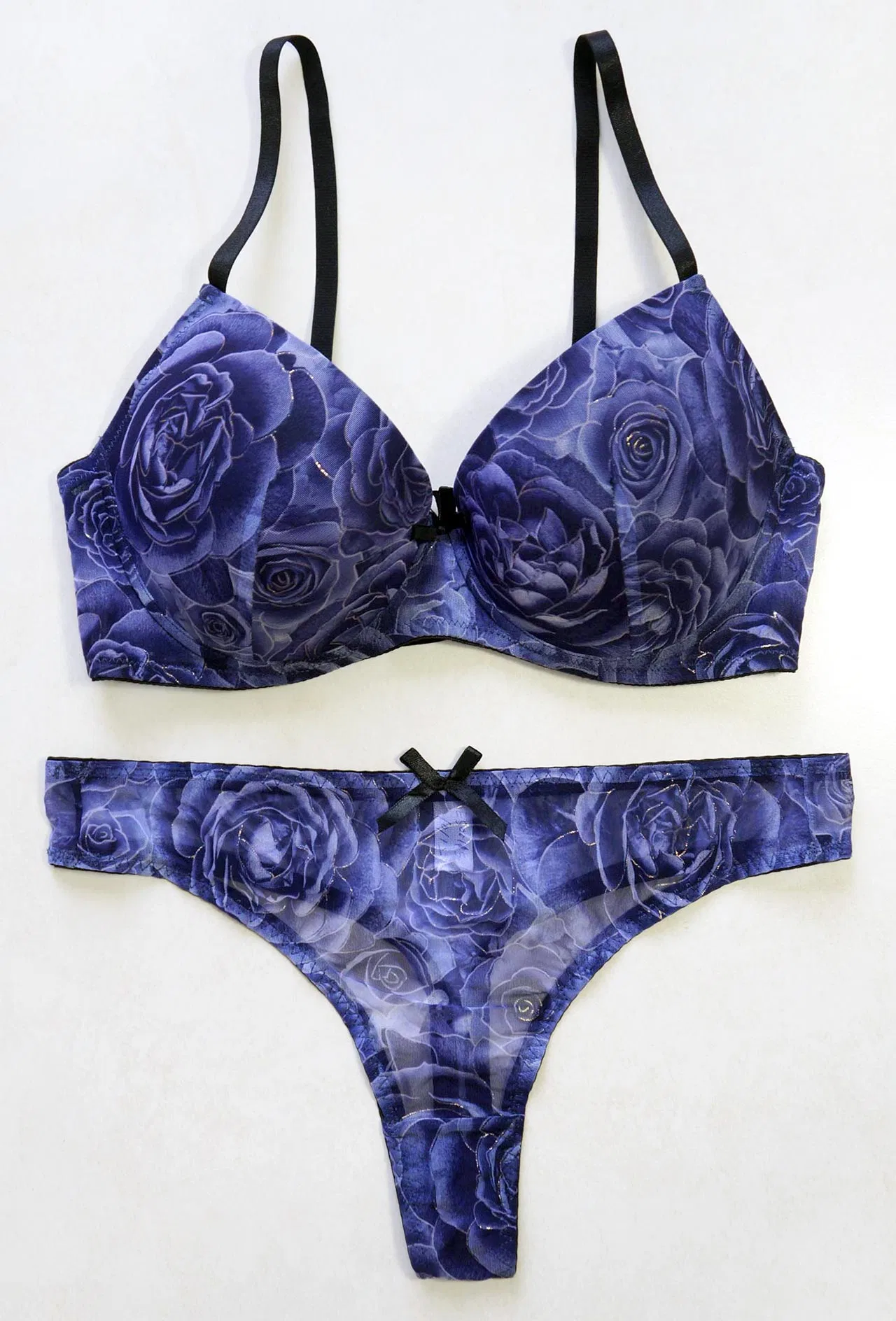 Flower impresso roupas íntimas para Bra com Briefs