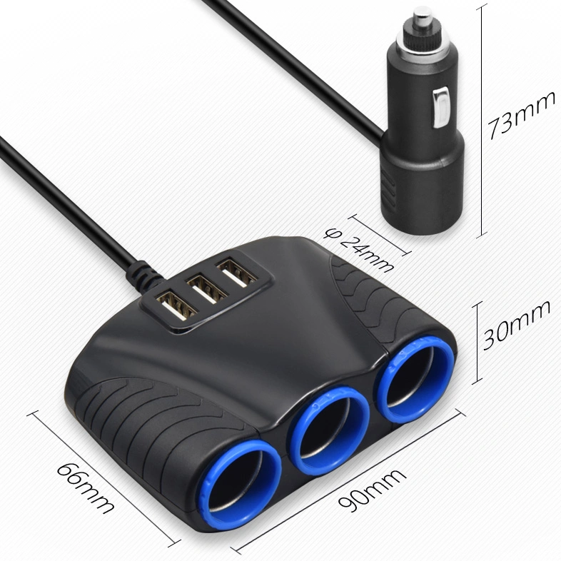 3-Way Auto Sockets Car Cigarette Lighter Splitter USB Cigarette Lighter