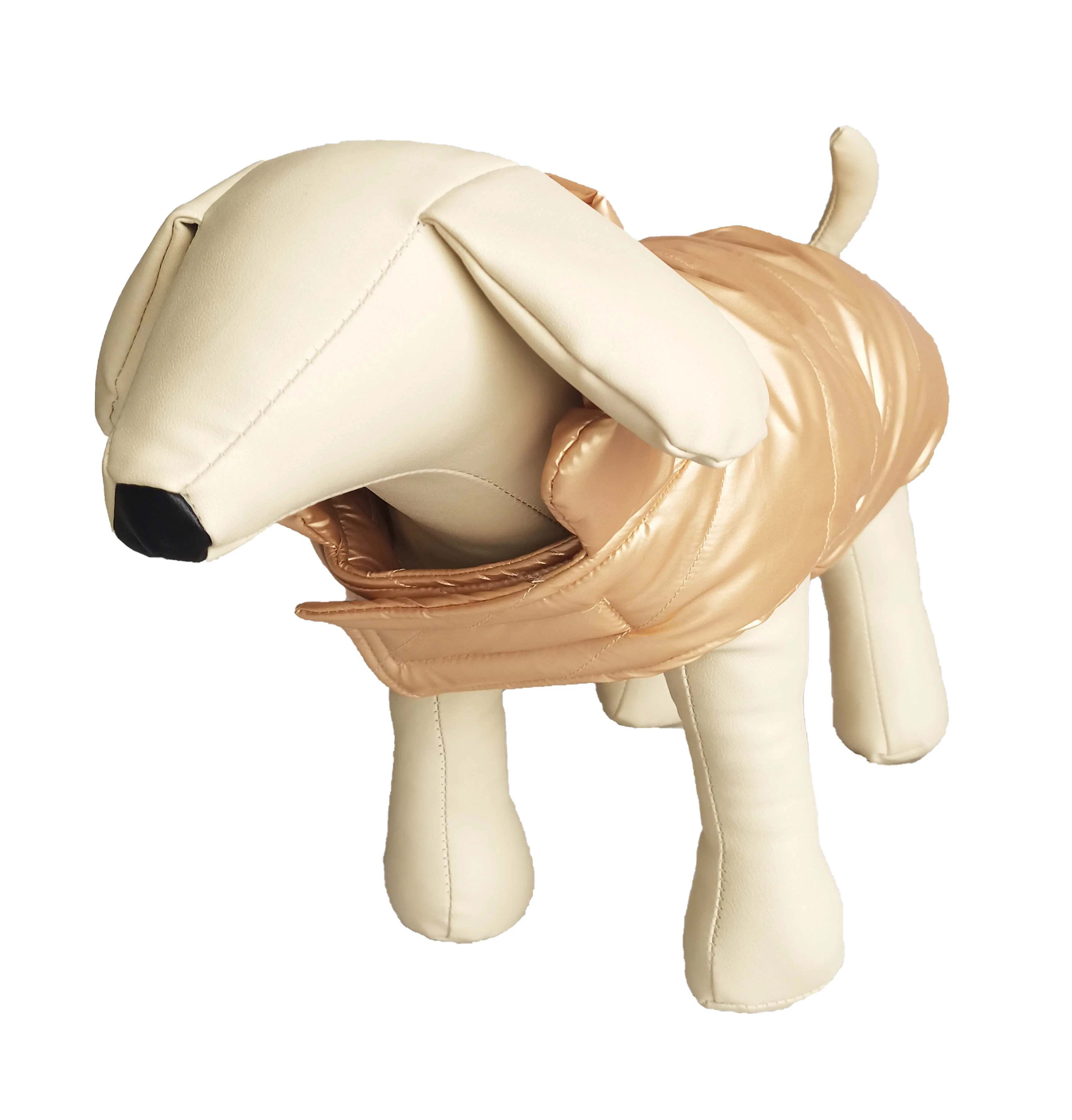 New-Arrival Metallic-Gold Shining Taffeta Puffer Reversible Dog Down-Coat Pet Clothes