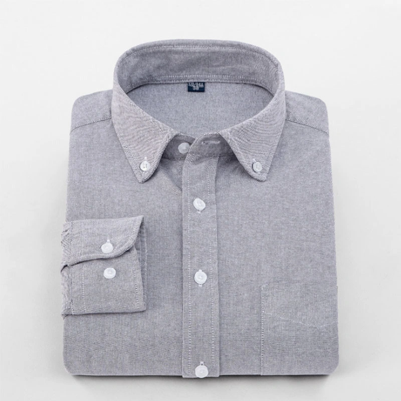 Oxford Shirts Mens High quality/High cost performance Long Sleeve Custom Cotton Office Dress Male Solid Shirt