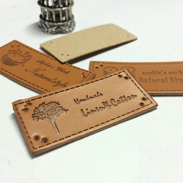 Custom Embossed Garment Tag PU Branded Jeans Leather Patch Labels