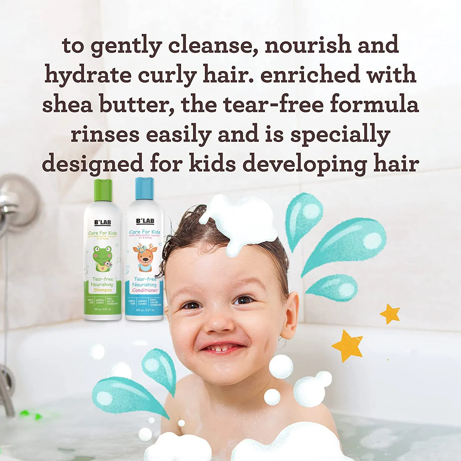 Naturally Tear-Free Formula Curly Kids Shampoo Gently Cleanses Kids Shampoo and Conditioner