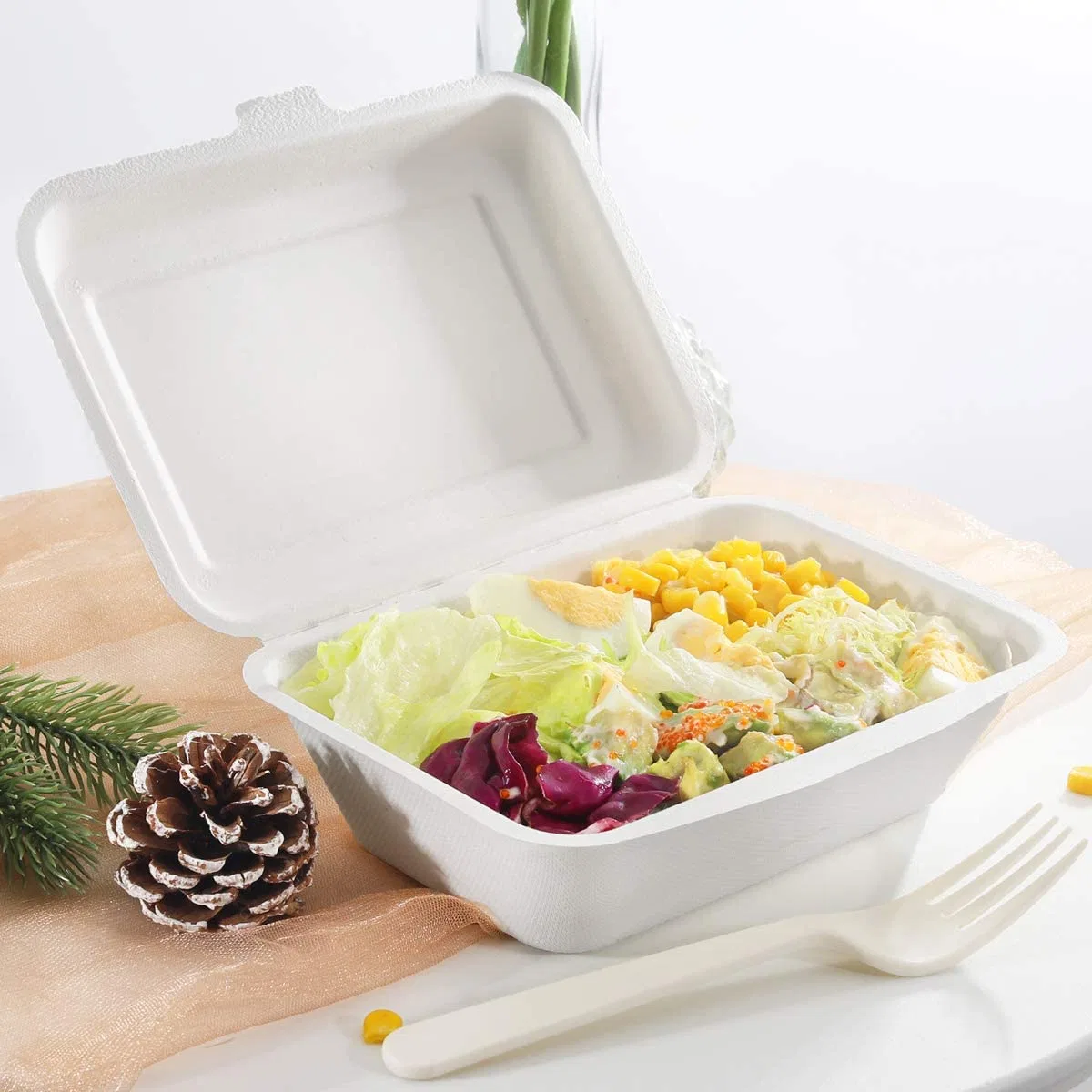 Customzied Logo Made in China Bento 100% Biodegradable Disposable Takeaway Lunch Box China Wholesale/Supplier