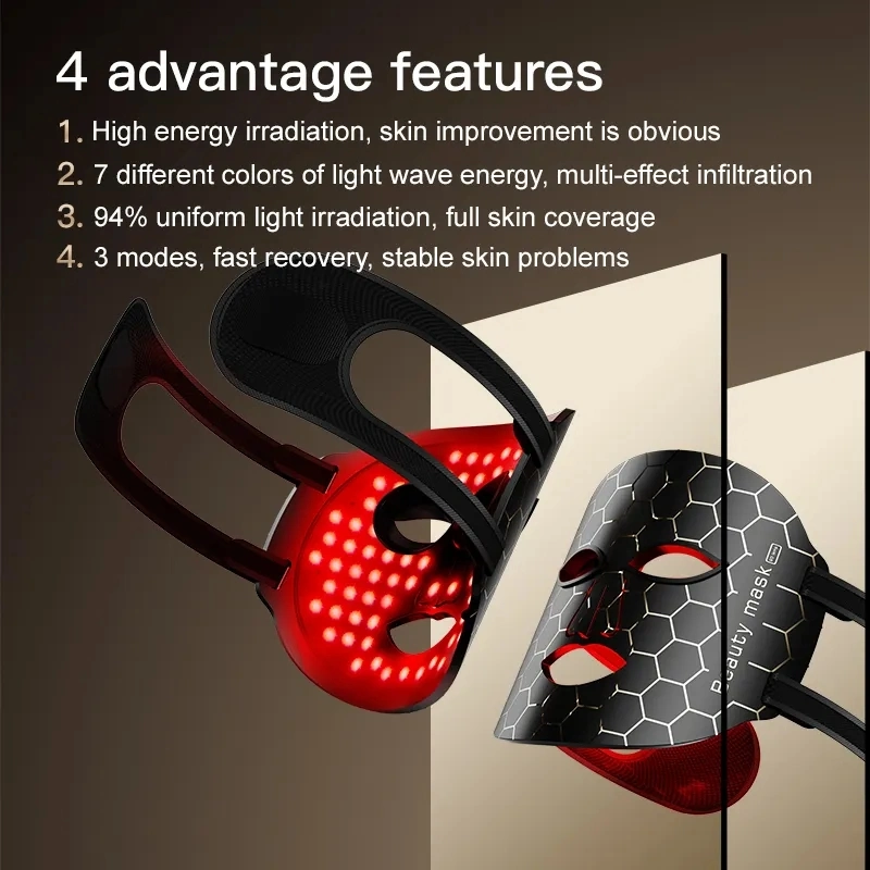 7color Portable Photon Skin Rejuvenation Facial Beauty LED Light Therapy Mask Soft Flexible Silicon LED Face Mask