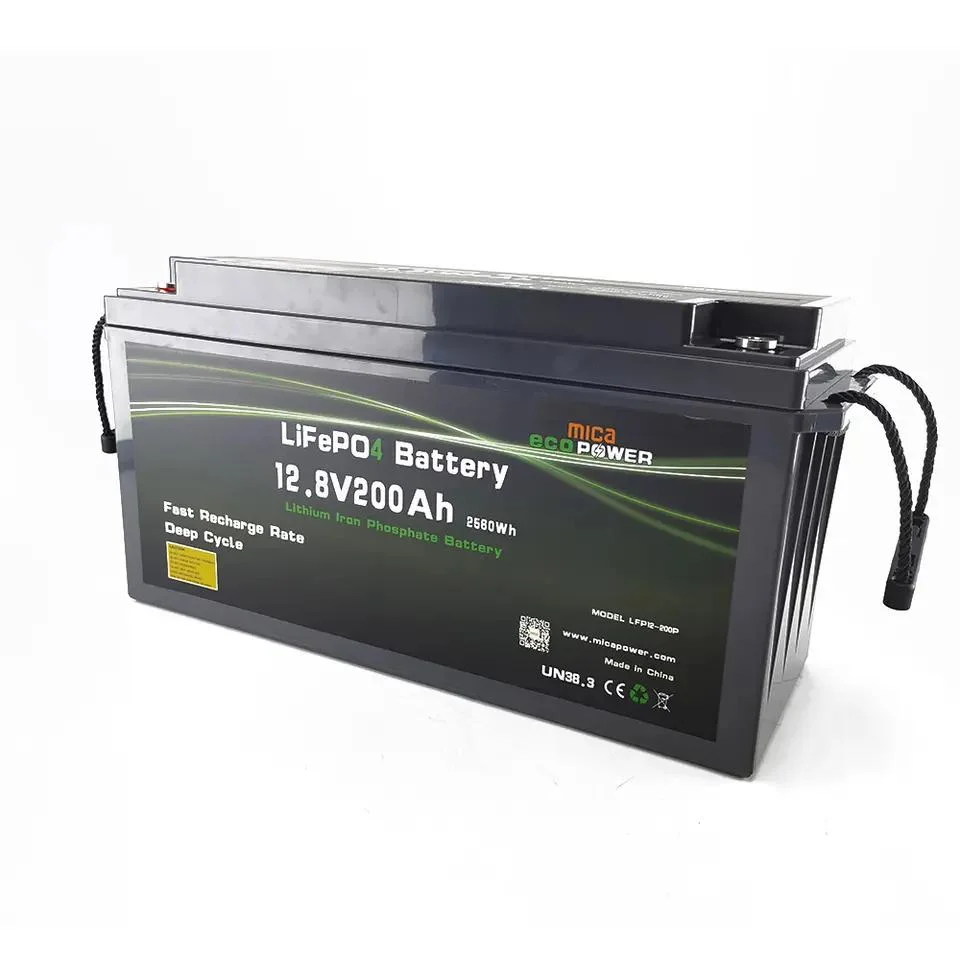 Mica 12V 100ah Batterie de stockage rechargeable LiFePO4 Li-ion Batterie LiFePO4 12V 200ah pour système solaire.